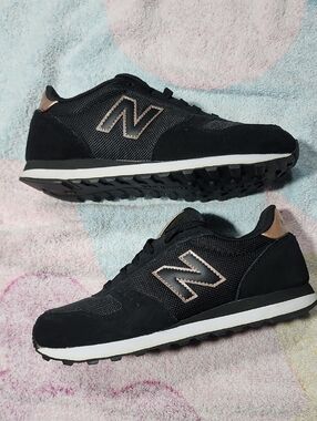 New Balance 311 Running Shoes Womens Size 7.5 Black & Rose Gold Sneakers